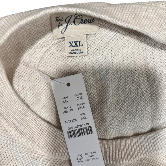 J. Crew Mens Textured Knit Crewneck Sweater Oatmeal Heather BM043 XXL New - Picture 8 of 8